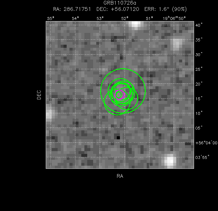 V-band image with the final position and all component positions