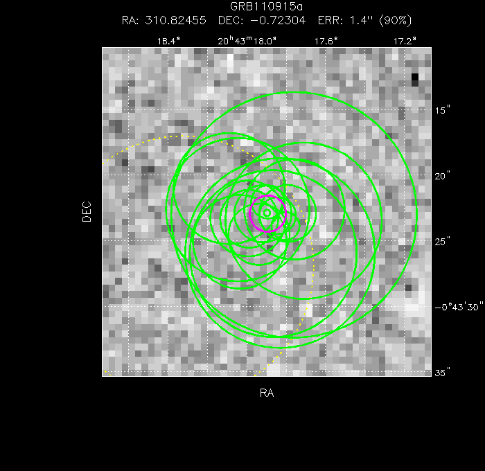 V-band image with the final position and all component positions