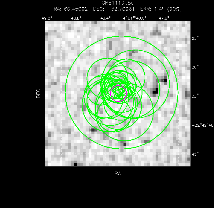 V-band image with the final position and all component positions