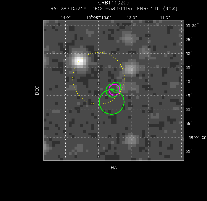 V-band image with the final position and all component positions