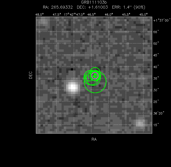 V-band image with the final position and all component positions