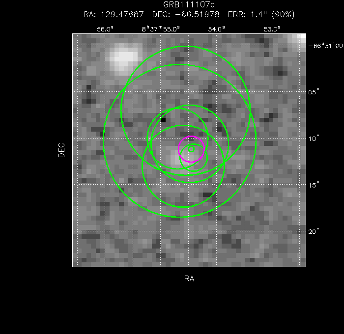 V-band image with the final position and all component positions