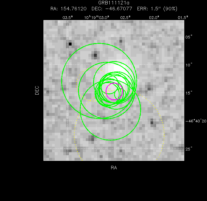 V-band image with the final position and all component positions