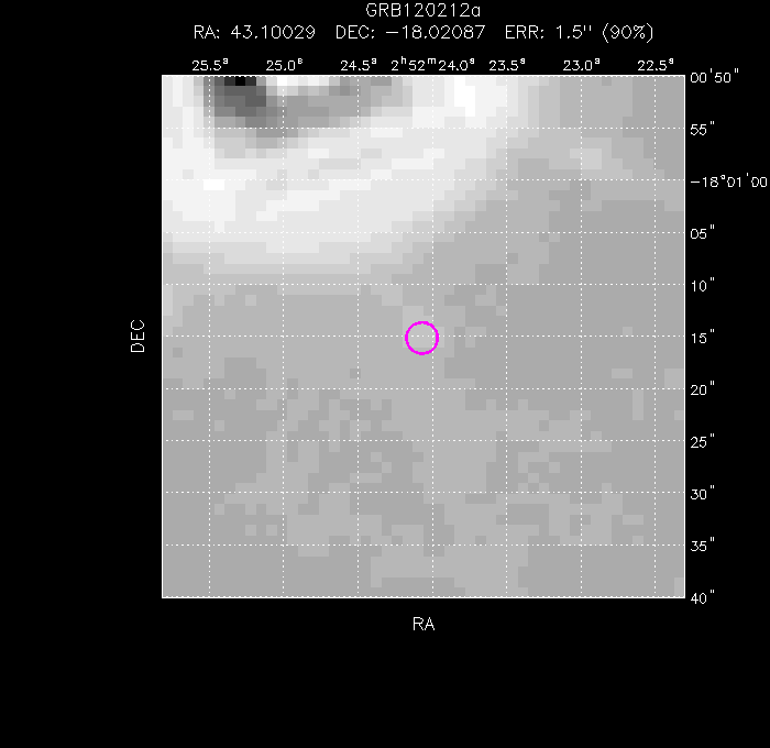 UVOT image with the final position