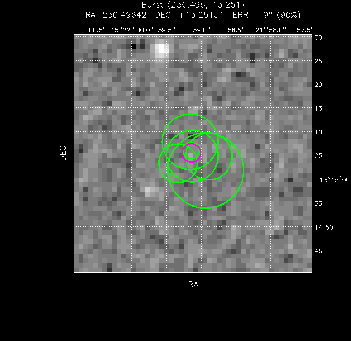 V-band image with the final position and all component positions