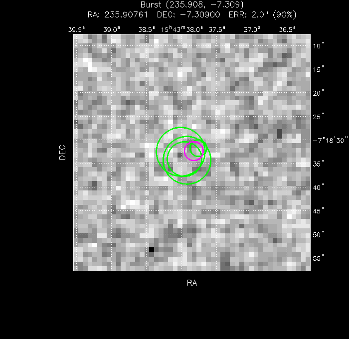 V-band image with the final position and all component positions