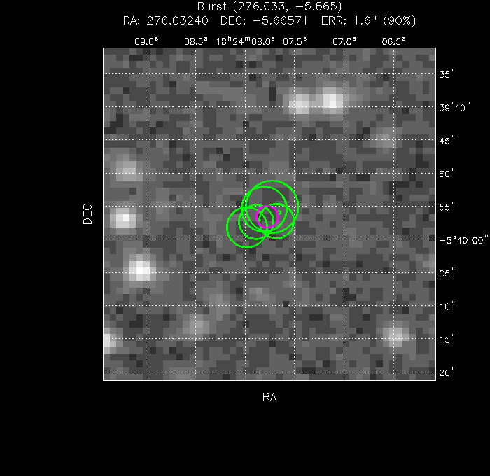 V-band image with the final position and all component positions