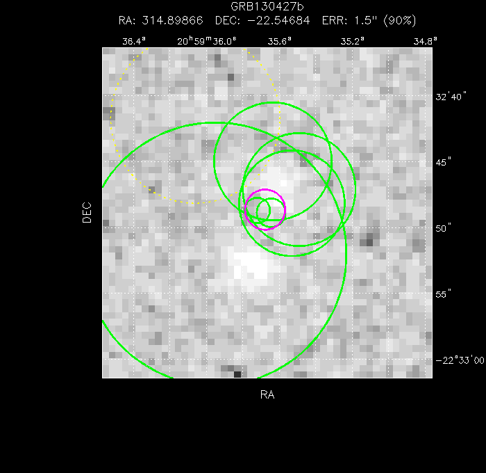 V-band image with the final position and all component positions