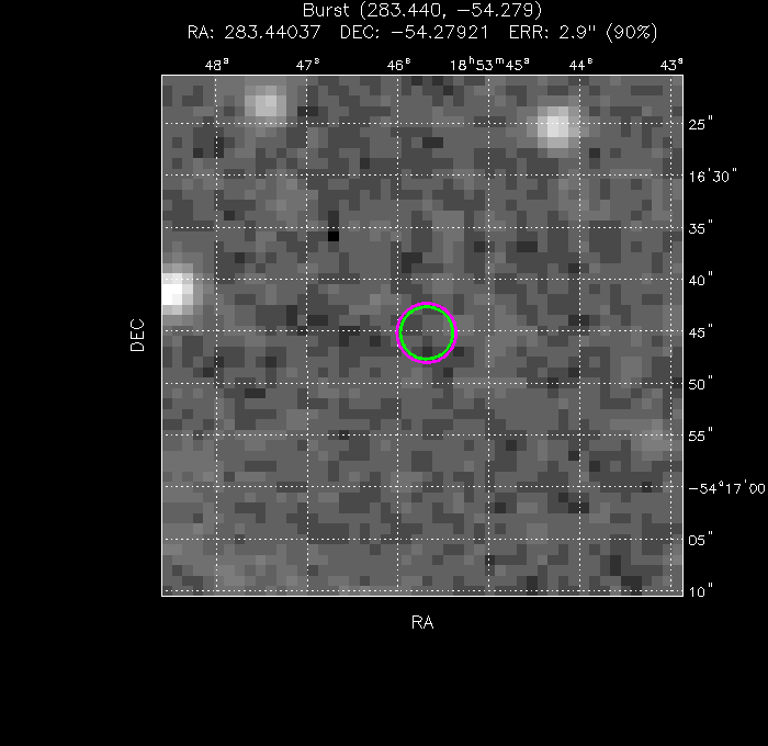 V-band image with the final position and all component positions