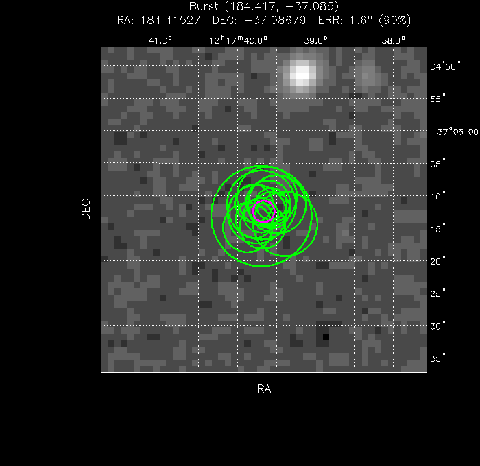 V-band image with the final position and all component positions