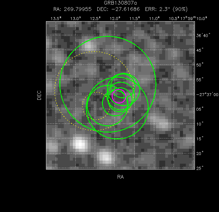 V-band image with the final position and all component positions