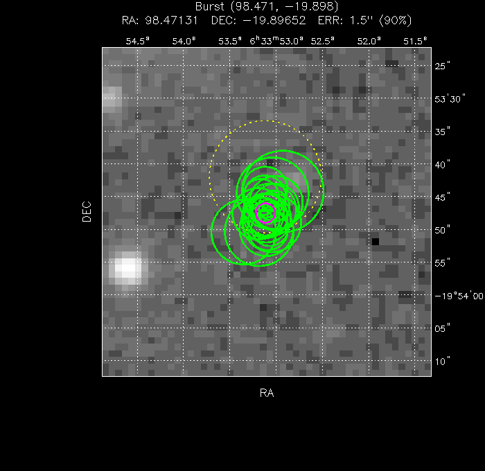 V-band image with the final position and all component positions