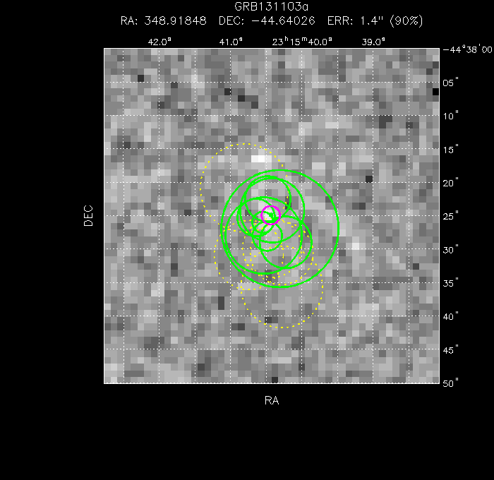 V-band image with the final position and all component positions