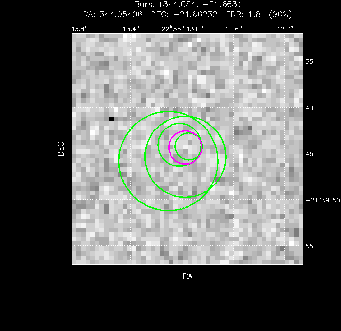 V-band image with the final position and all component positions