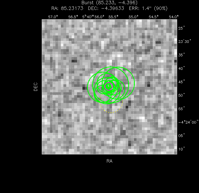 V-band image with the final position and all component positions