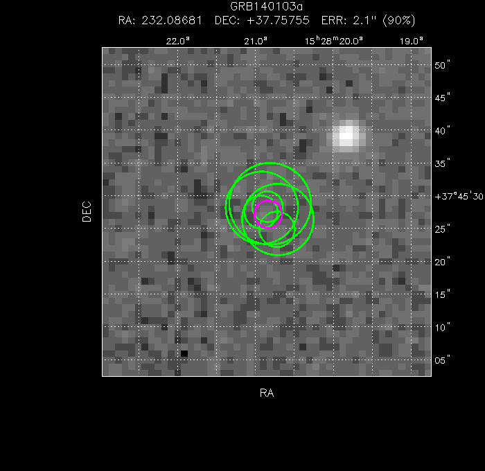 V-band image with the final position and all component positions