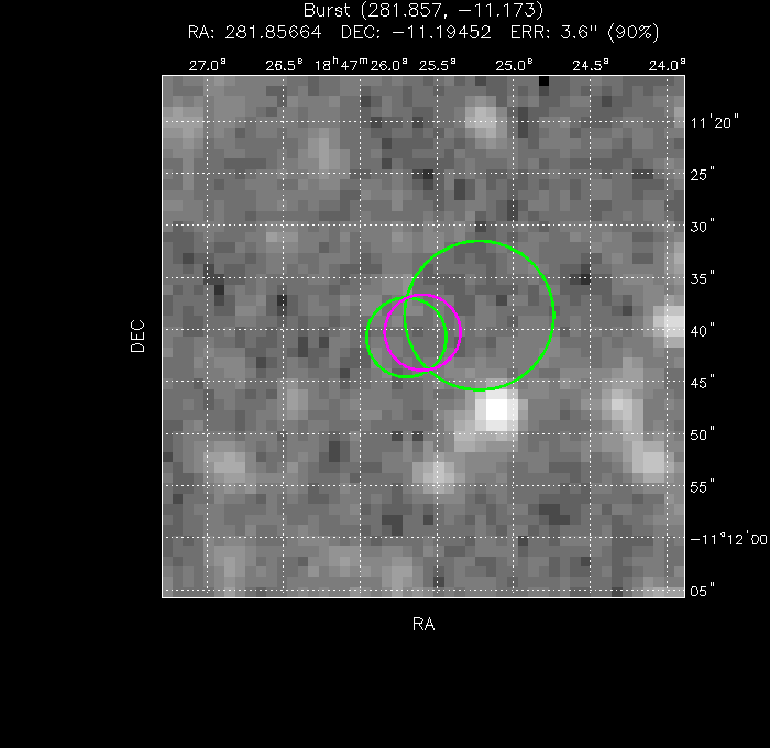 V-band image with the final position and all component positions