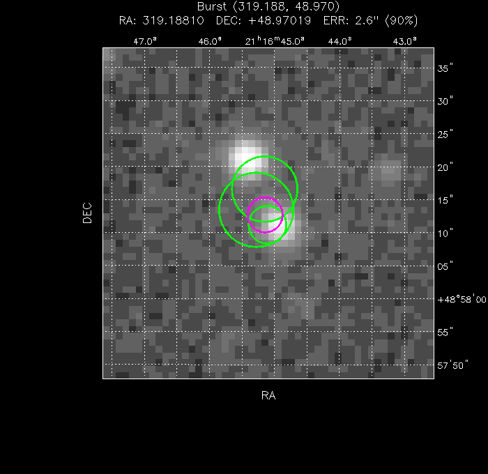 V-band image with the final position and all component positions