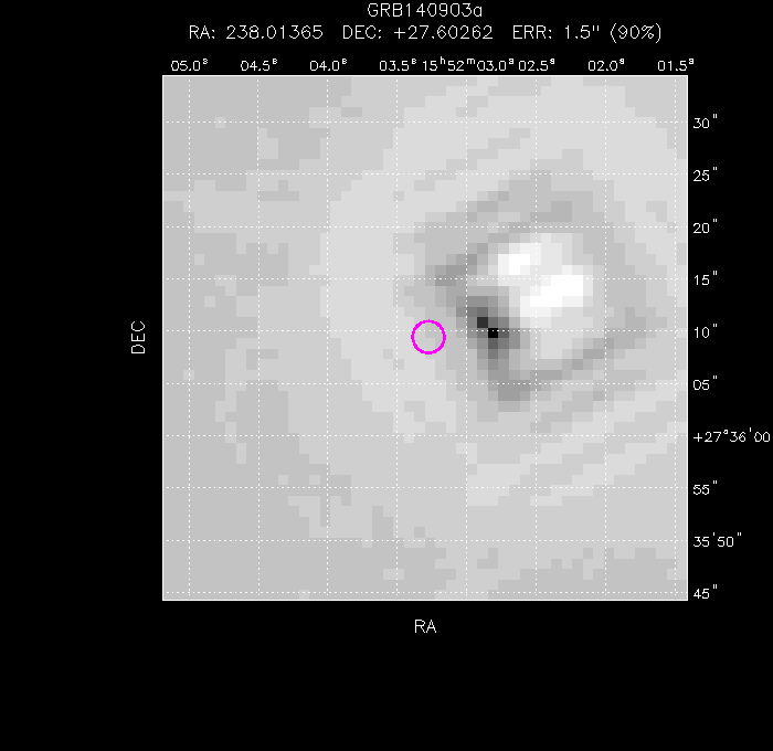 UVOT image with the final position