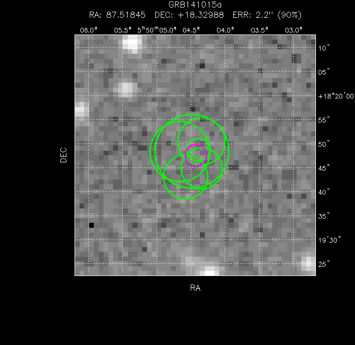 V-band image with the final position and all component positions