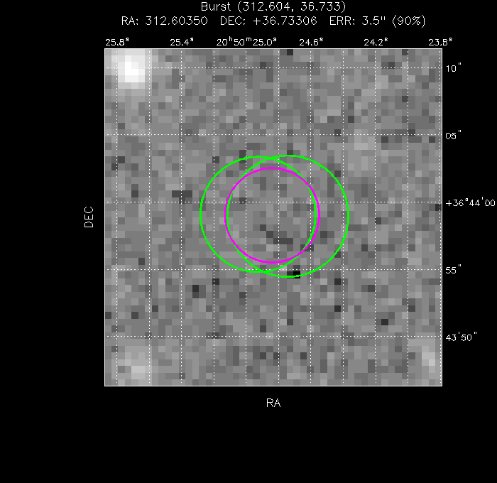 V-band image with the final position and all component positions