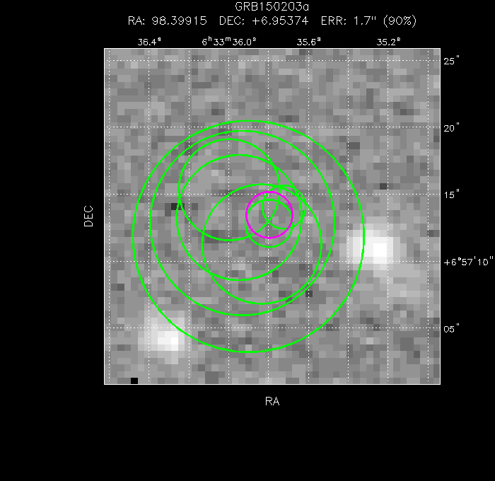 V-band image with the final position and all component positions