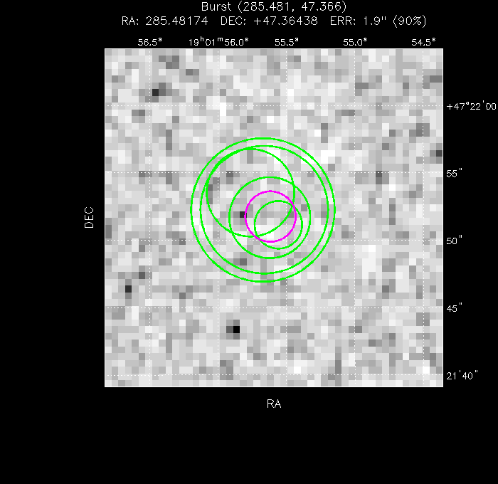 V-band image with the final position and all component positions