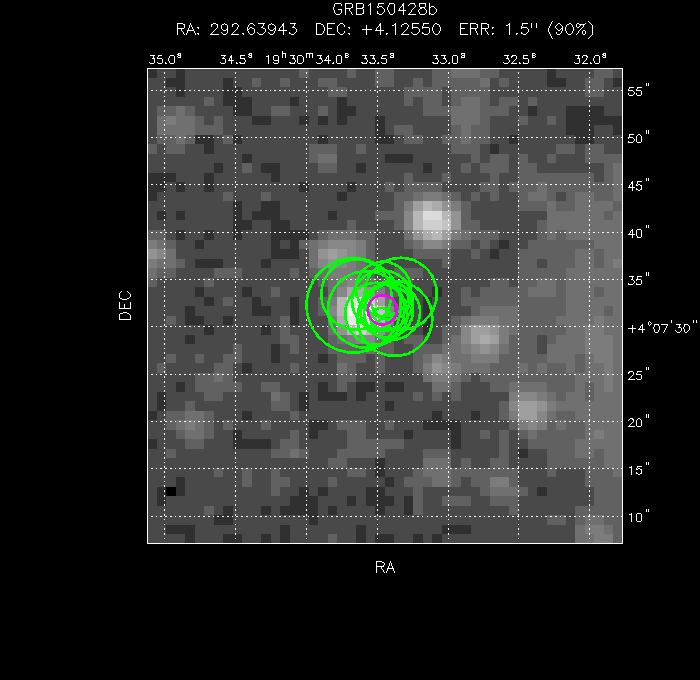 V-band image with the final position and all component positions