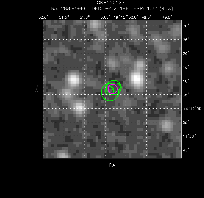 V-band image with the final position and all component positions