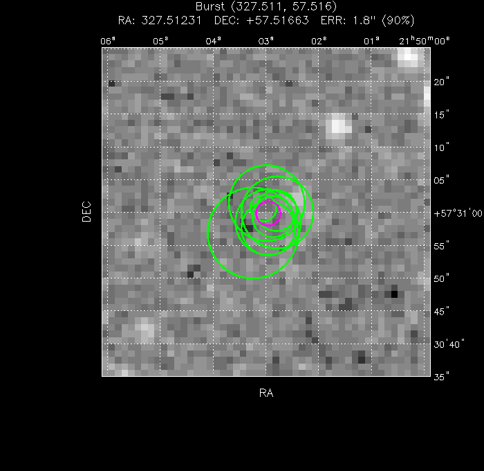 V-band image with the final position and all component positions