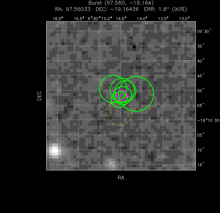 V-band image with the final position and all component positions