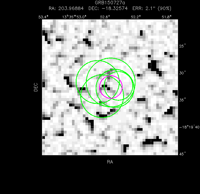 V-band image with the final position and all component positions