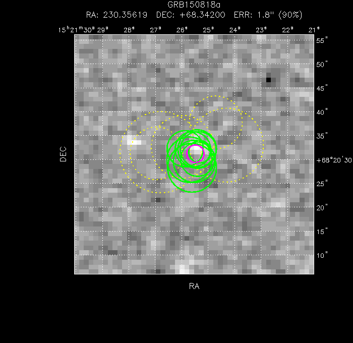 V-band image with the final position and all component positions