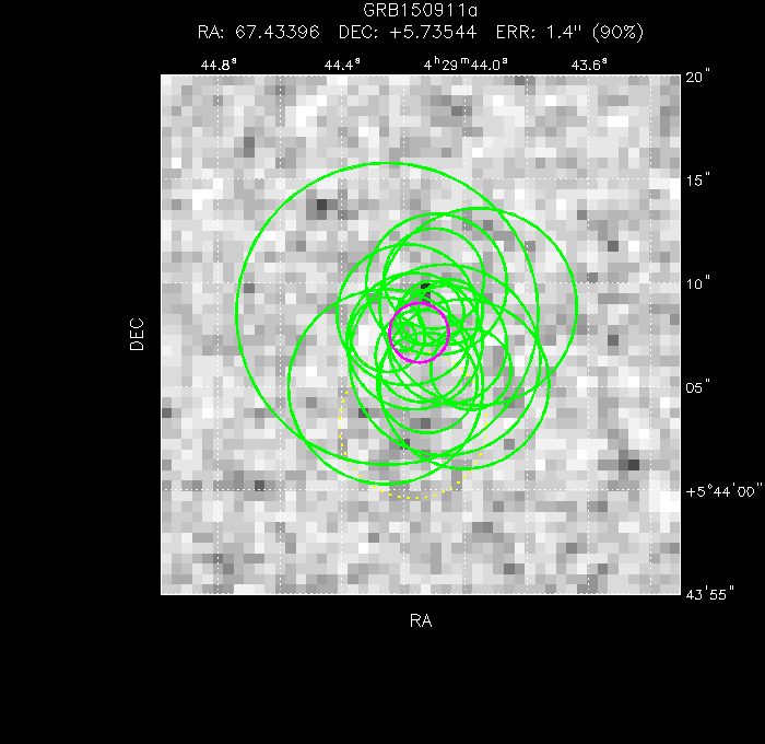 V-band image with the final position and all component positions