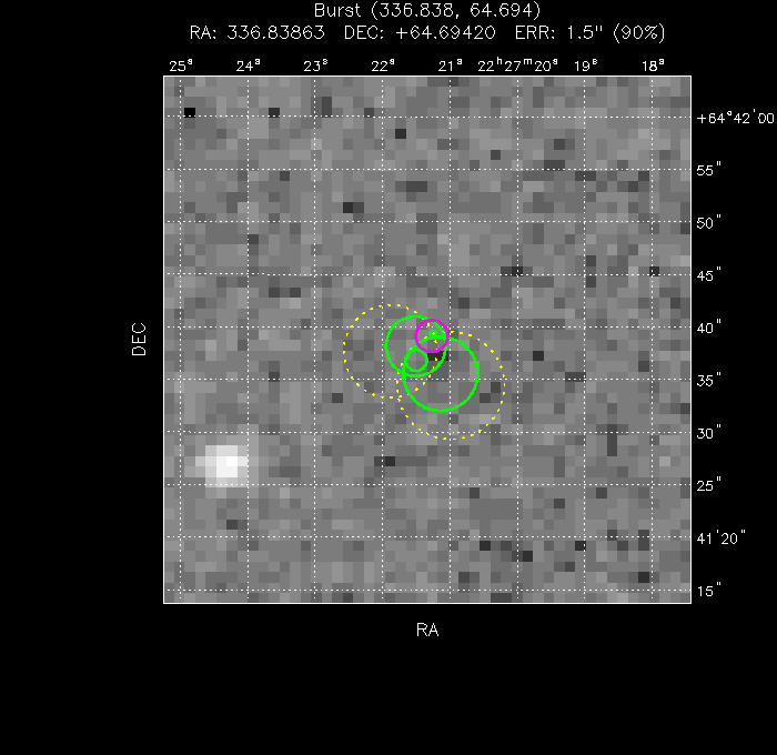 V-band image with the final position and all component positions