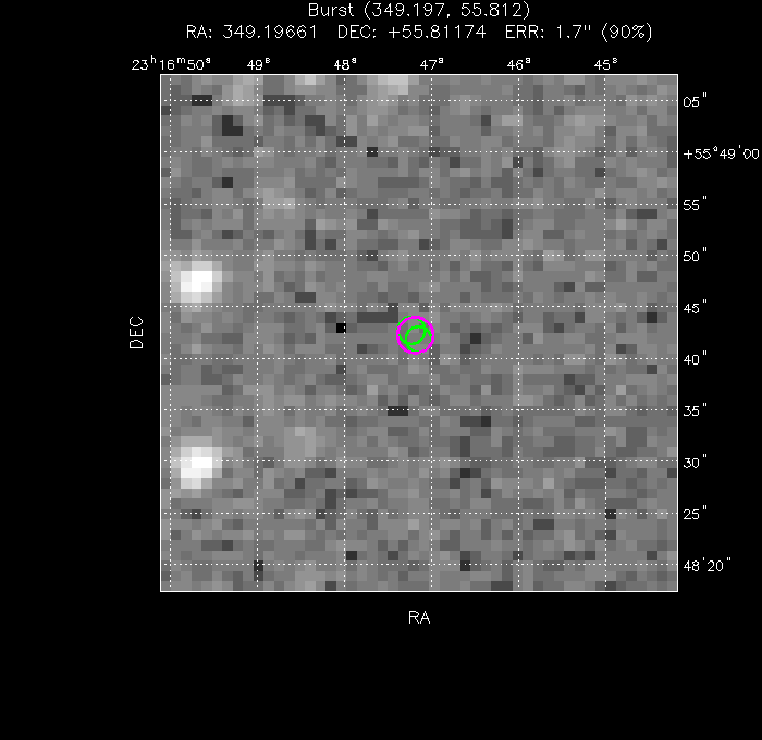 V-band image with the final position and all component positions