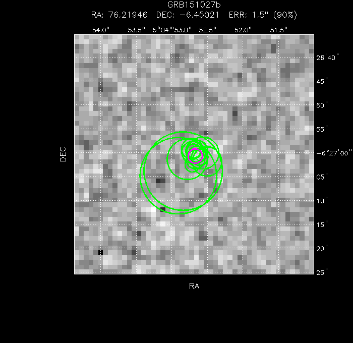 V-band image with the final position and all component positions