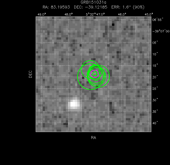 V-band image with the final position and all component positions