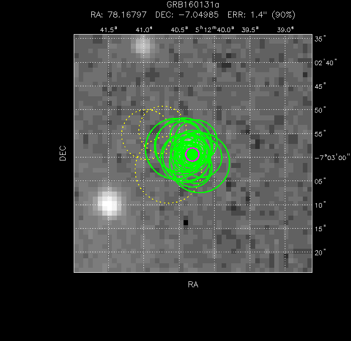 V-band image with the final position and all component positions