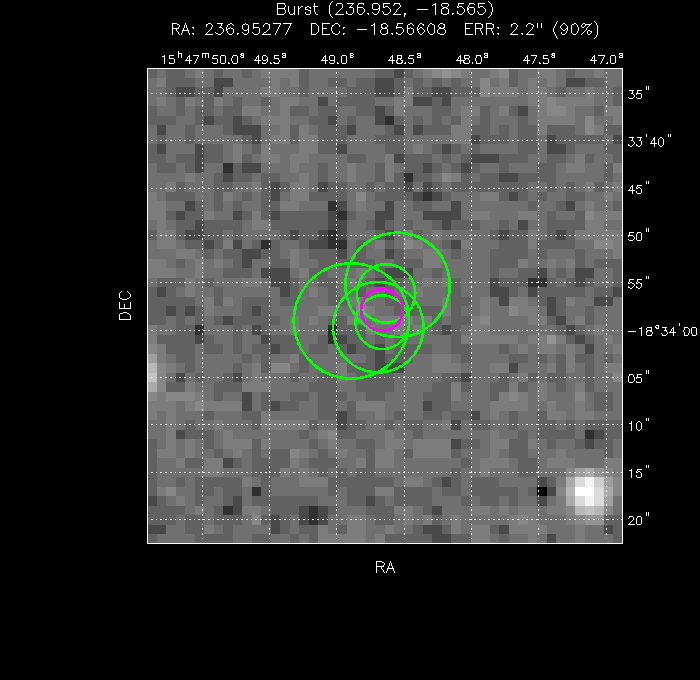 V-band image with the final position and all component positions