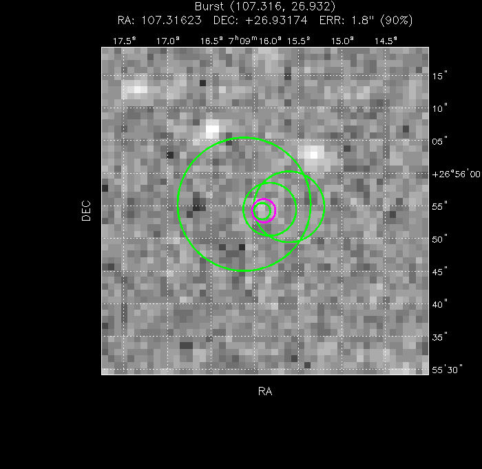 V-band image with the final position and all component positions