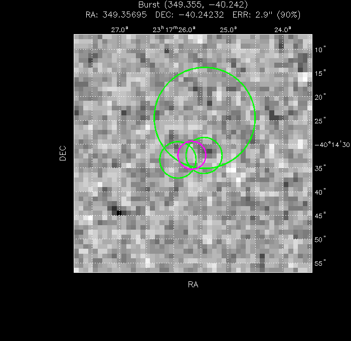 V-band image with the final position and all component positions