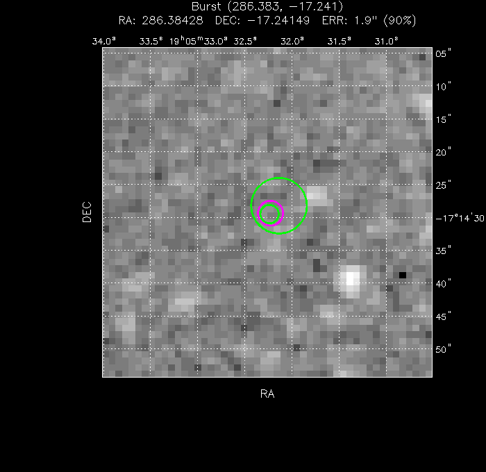 V-band image with the final position and all component positions