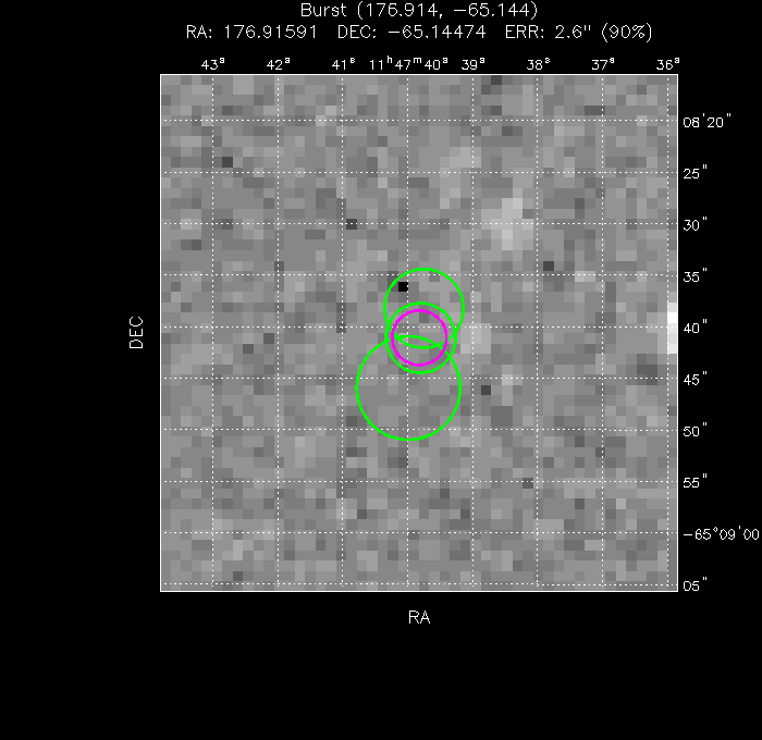 V-band image with the final position and all component positions