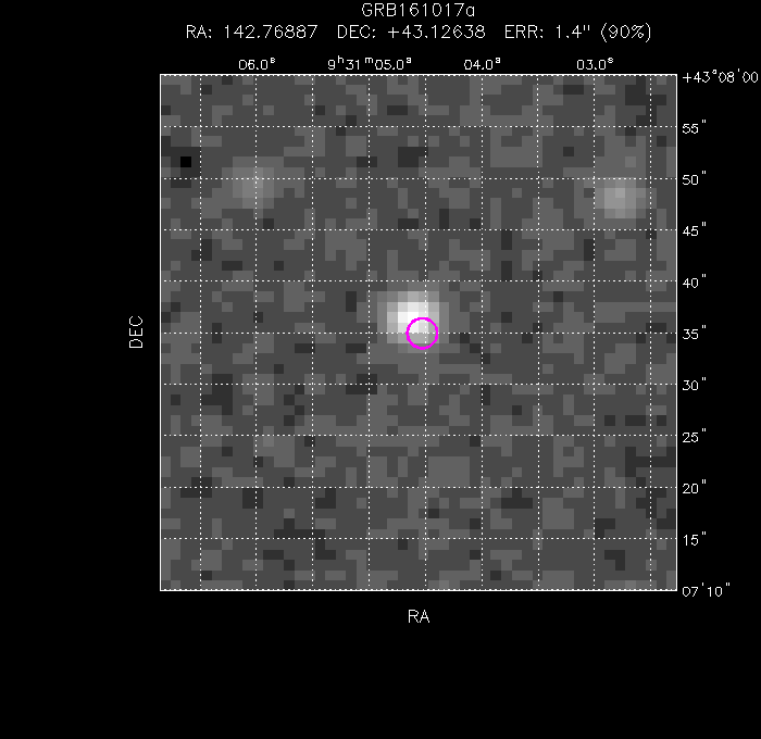 UVOT image with the final position