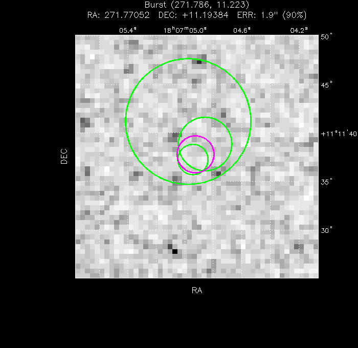 V-band image with the final position and all component positions