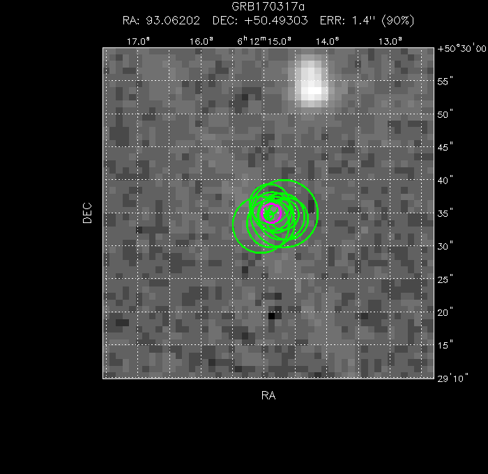 V-band image with the final position and all component positions