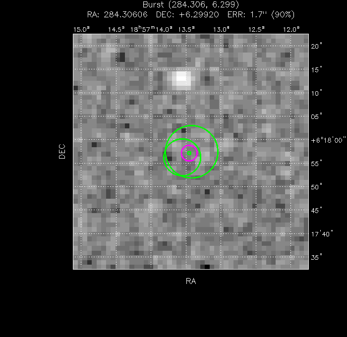 V-band image with the final position and all component positions