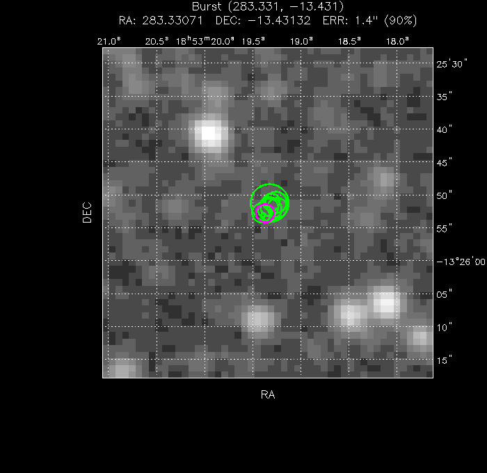 V-band image with the final position and all component positions