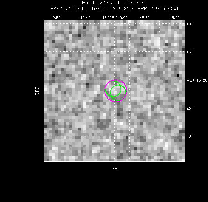 V-band image with the final position and all component positions